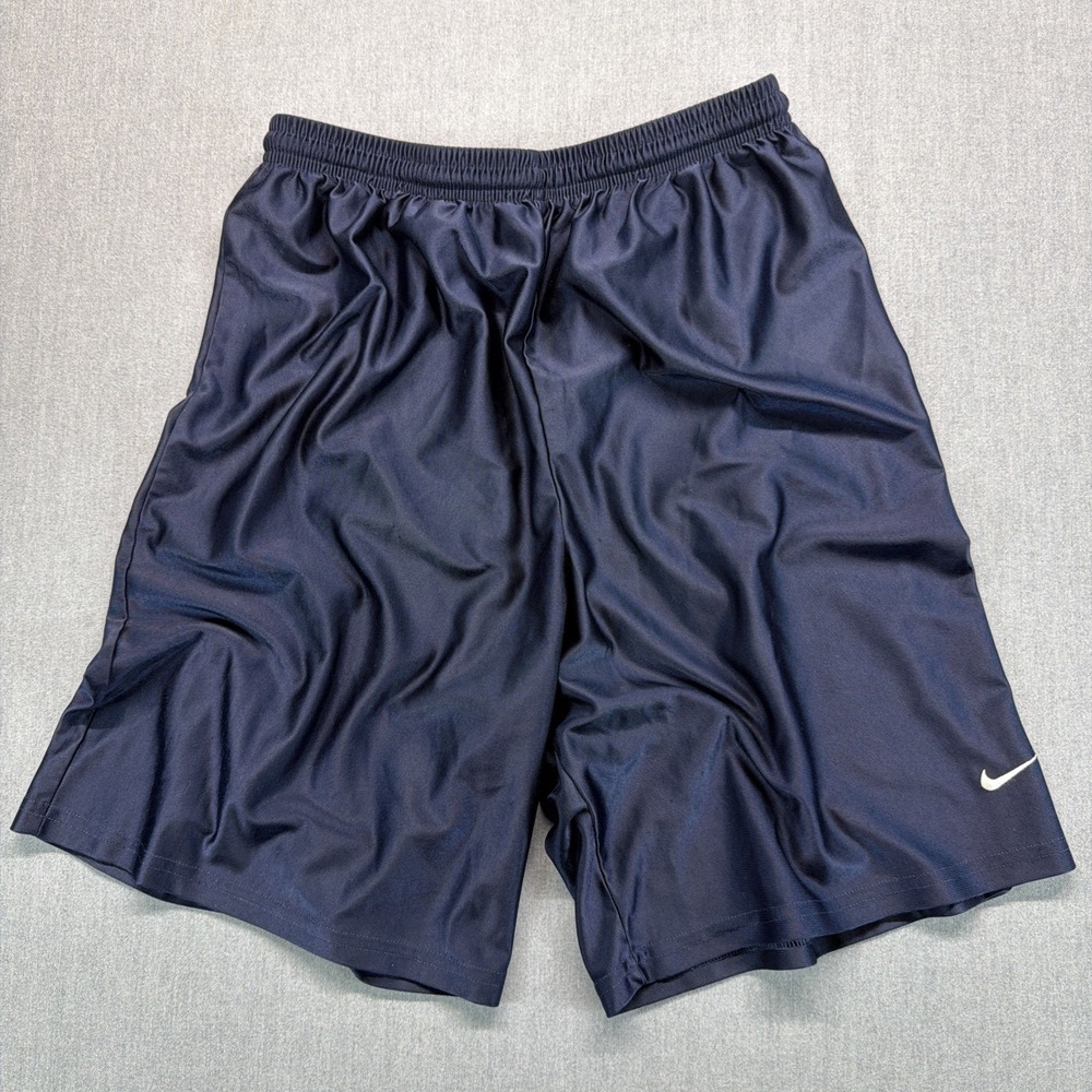 Vintage Nike Basketball Shorts Silky‎ Shiny Dazzle Navy Blue Medium